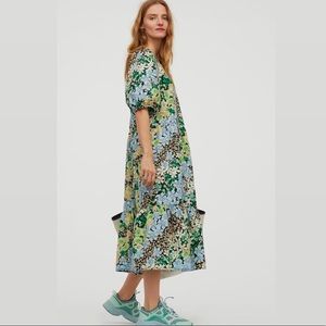 H&M Women's Floral Puff-sleeved Dress Size XS